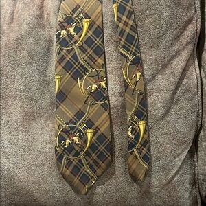 Ralph Lauren Brown and Gold Plaid Tie